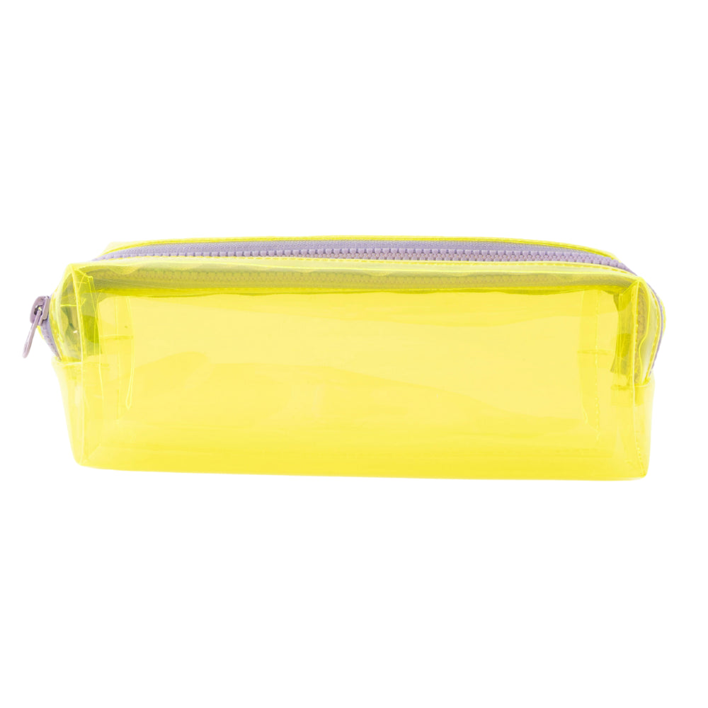 Vivid Collection Clear Double Zip Pencil Case - YELLOW